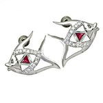 Load image into Gallery viewer, Silver Fish Stud Earrings with Ruby Stone for Women
