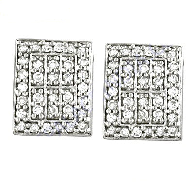 Silver Square Stud Earrings | Cubic Zirconia | Women's Jewelry Gift