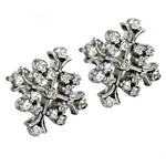 Load image into Gallery viewer, Silver Diamond Cluster Stud Earrings for Women | Floral Design
