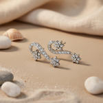 Load image into Gallery viewer, Silver Crystal Floral Drop Earrings for Women | Party Jewelry
