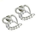 Load image into Gallery viewer, 925 Silver Cubic Zirconia Heart Stud Earrings for Women
