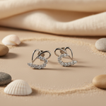 Load image into Gallery viewer, 925 Silver Cubic Zirconia Heart Stud Earrings for Women
