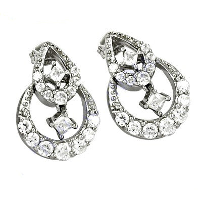 Silver Cubic Zirconia Teardrop Earrings for Women