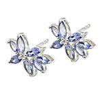 Load image into Gallery viewer, 925 Silver Tanzanite Flower Stud Earrings for Women | Gift
