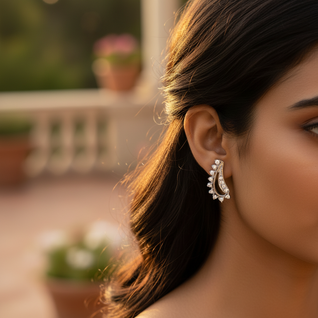 925 Silver Cubic Zirconia Stud Earrings | Women's Jewelry Gift