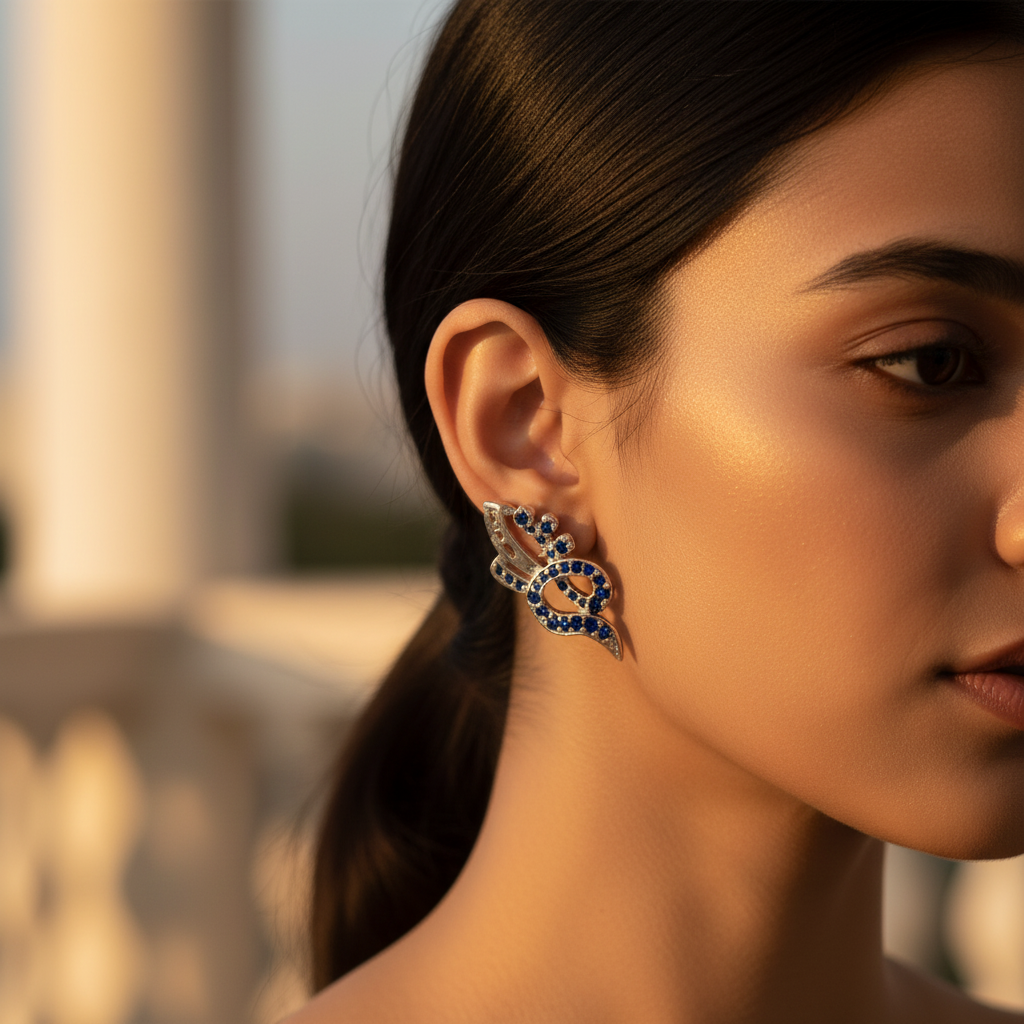 925 Silver Blue Sapphire Earrings for Women | Dainty Jewelry