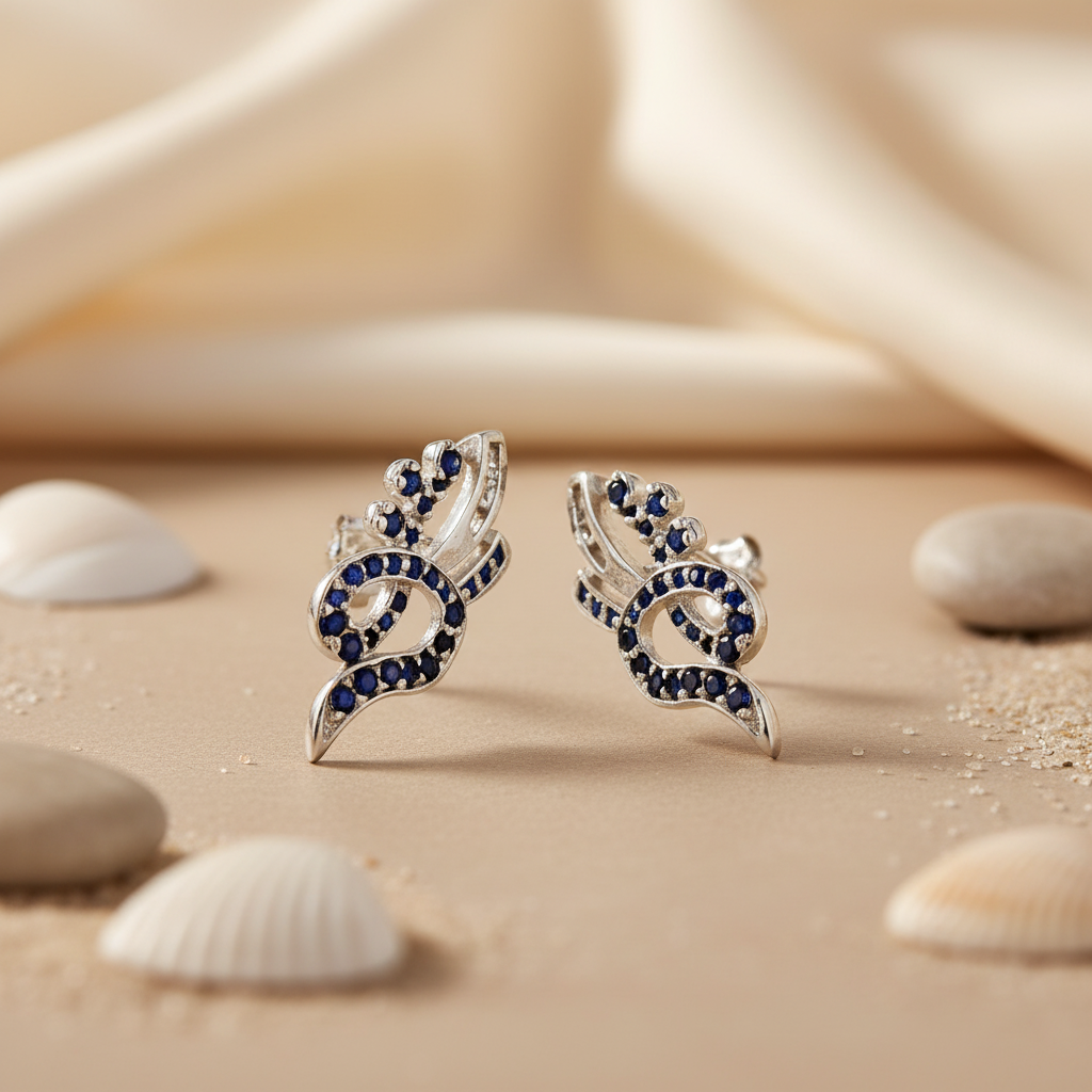 925 Silver Blue Sapphire Earrings for Women | Dainty Jewelry