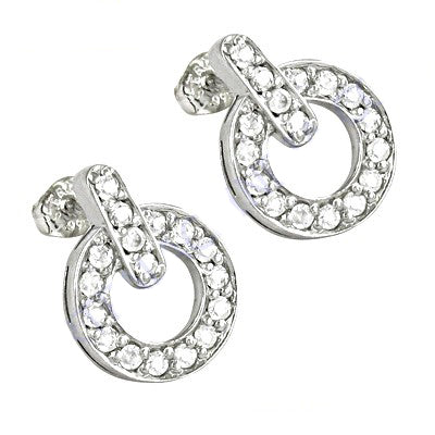 925 Silver Cubic Zirconia Circle Stud Earrings for Women