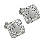 Load image into Gallery viewer, Silver Cubic Zirconia Cross Stud Earrings for Women
