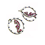 Load image into Gallery viewer, Silver Ruby Sapphire Stud Earrings for Women | Dainty Jewelry
