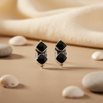Load image into Gallery viewer, 925 Silver Onyx Stone Earrings for Women | Black Gemstone Jewelry
