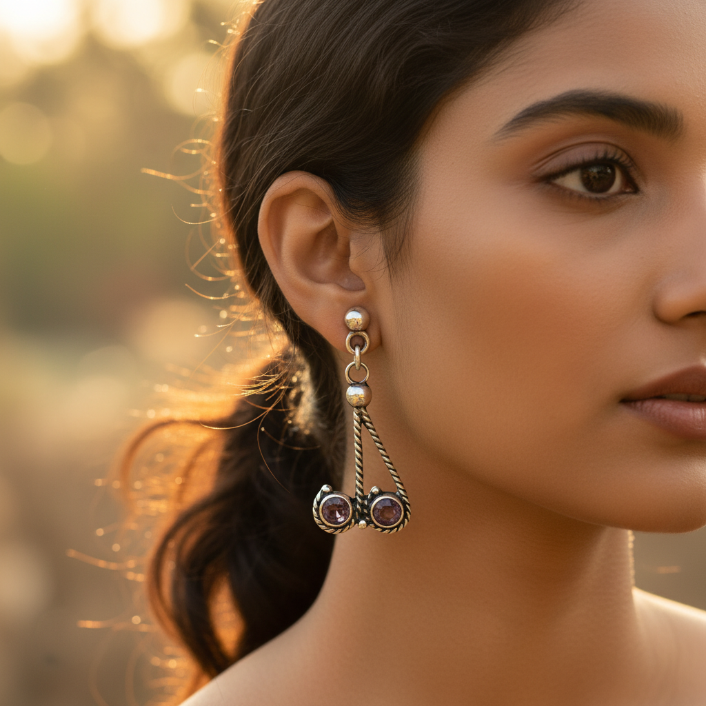 925 Silver Amethyst Drop Earrings for Women | Gemstone Jewelry