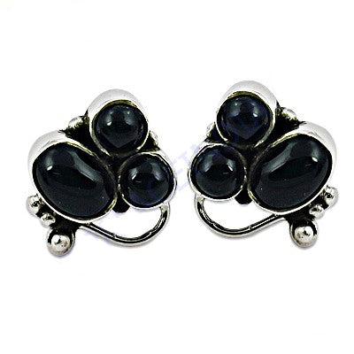 925 Sterling Silver Black Onyx Stud Earrings for Women