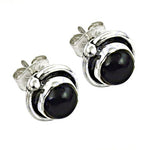 Load image into Gallery viewer, 925 Silver Black Onyx Stud Earrings for Women | Gemstone Jewelry
