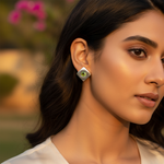 Load image into Gallery viewer, Silver Peridot Stud Earrings for Women | Square Jewelry
