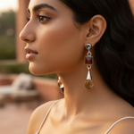 Load image into Gallery viewer, 925 Silver Citrine &amp; Carnelian Drop Earrings for Women
