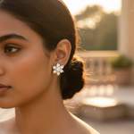 Load image into Gallery viewer, Silver Flower Stud Earrings | Cubic Zirconia | Women's Jewelry
