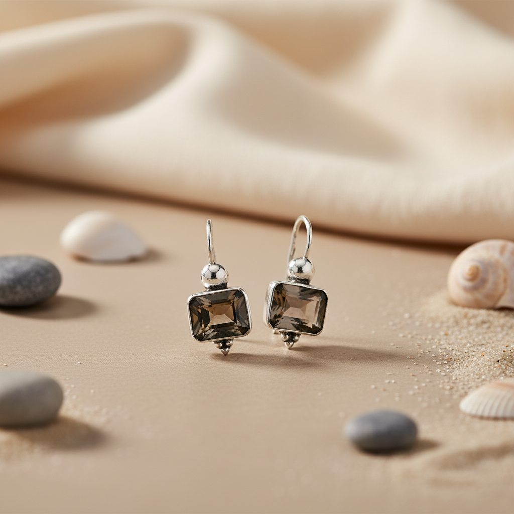 925 Silver Smoky Quartz Earrings for Women | Gemstone Jewelry