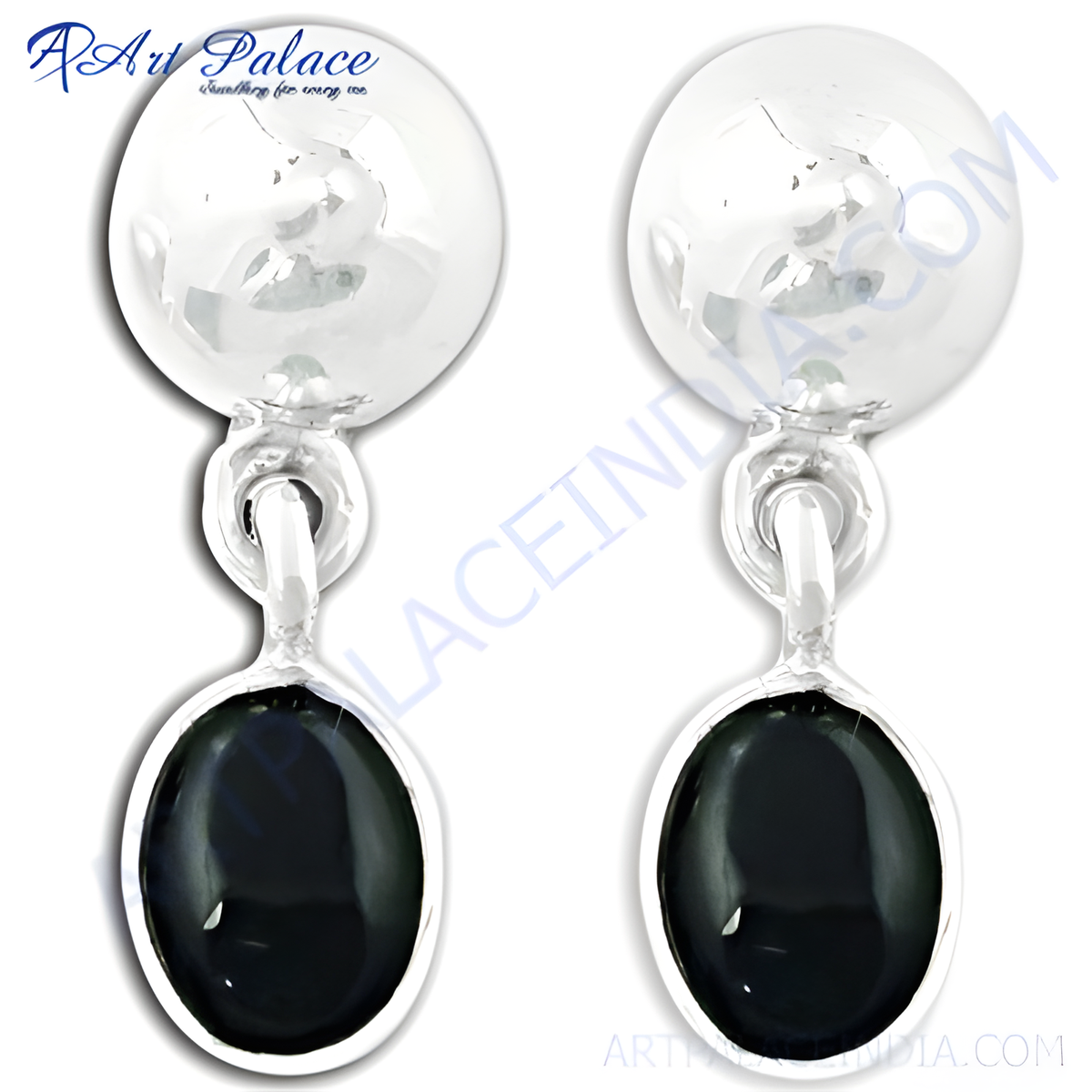 925 sterling silver drop earrings with black onyx gemstone