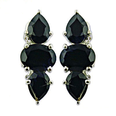 Black Onyx Teardrop Earrings in Silver | For Women | Gift
