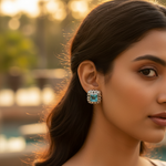 Load image into Gallery viewer, 925 Silver Blue Topaz Stud Earrings for Women | Daily Wear Gift
