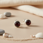 Load image into Gallery viewer, 925 Silver Garnet Stud Earrings for Women | Gemstone Jewelry
