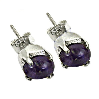 925 Silver Purple Gemstone Stud Earrings for Women