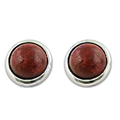Silver Stud Earrings with Red Gemstone | Women's Jewelry Gift