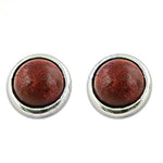 Load image into Gallery viewer, Silver Stud Earrings with Red Gemstone | Women's Jewelry Gift
