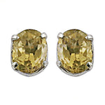 Load image into Gallery viewer, Yellow Citrine Stud Earrings in Sterling Silver | For Women
