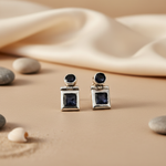 Load image into Gallery viewer, Silver Sapphire Drop Earrings for Women | Statement Jewelry
