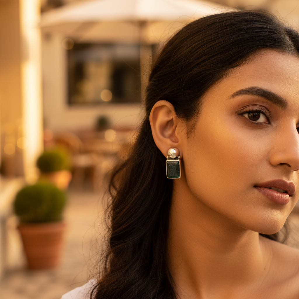925 Silver Emerald Cut Earrings for Women | Gemstone Jewelry