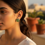 Load image into Gallery viewer, Silver Stud Earrings with Green Gemstone | Women's Jewelry
