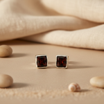 Load image into Gallery viewer, 925 Silver Garnet Stud Earrings for Women | Gemstone Jewelry
