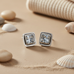Load image into Gallery viewer, Silver Square Stud Earrings | Gemstone for Women | Daily Wear
