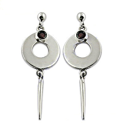 925 Sterling Silver Circle Drop Earrings with Gemstones