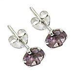 Load image into Gallery viewer, 925 Silver Amethyst Stud Earrings for Women | Daily Wear
