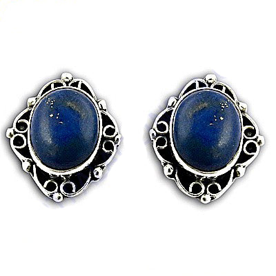 925 Silver Blue Gemstone Stud Earrings | Women's Jewelry Gift