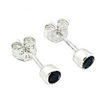 Load image into Gallery viewer, 925 Sterling Silver Stud Earrings with Black Gemstones
