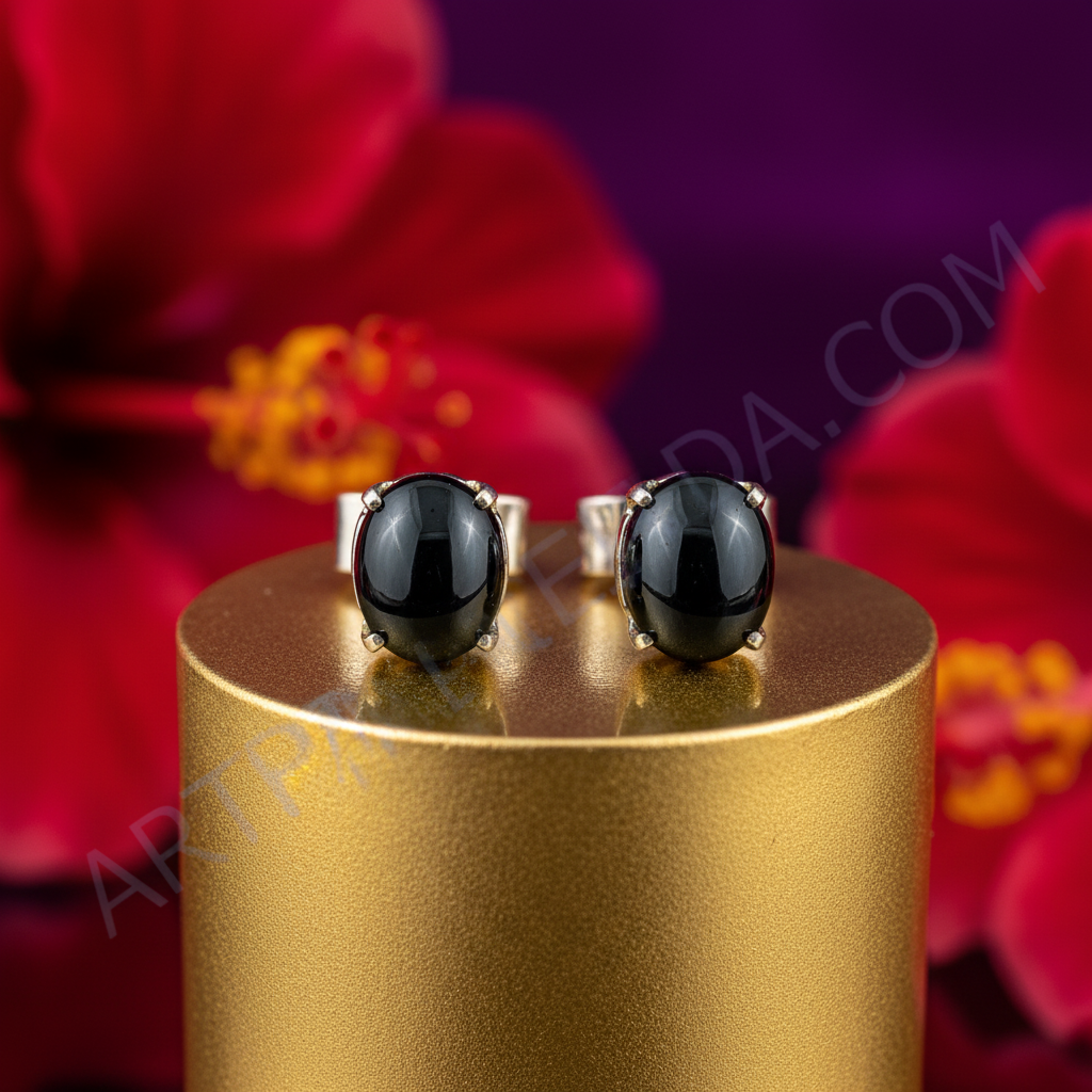 Silver hematite stud earrings | women's jewelry | gift