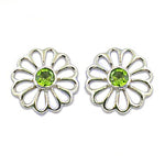Load image into Gallery viewer, 925 Silver Peridot Flower Stud Earrings for Women
