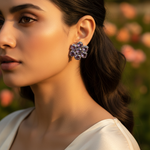 Load image into Gallery viewer, Amethyst Stud Earrings | Silver Flower Earrings for Women
