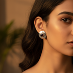Load image into Gallery viewer, Silver Stud Earrings with Garnet Gemstone | Women's Jewelry Gift
