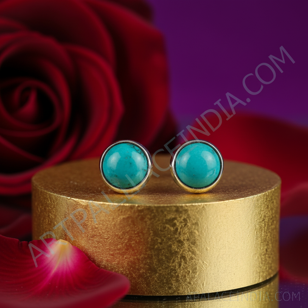 Turquoise Stud Earrings in Sterling Silver | For Women