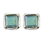 Load image into Gallery viewer, 925 Silver Emerald Cut Stud Earrings | Green Gemstone Jewelry
