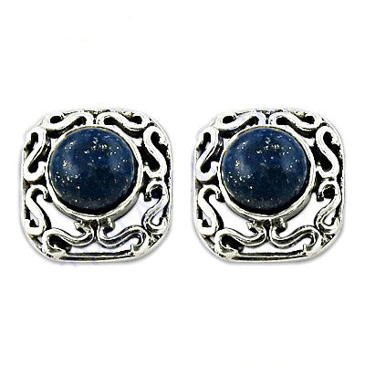 925 Silver Blue Gemstone Stud Earrings for Women | Gift