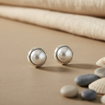 Load image into Gallery viewer, Pearl Stud Earrings in Silver | Classic Women's Jewelry Gift
