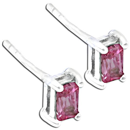 Lovely Pink Cubic Zirconia Silver Earrings