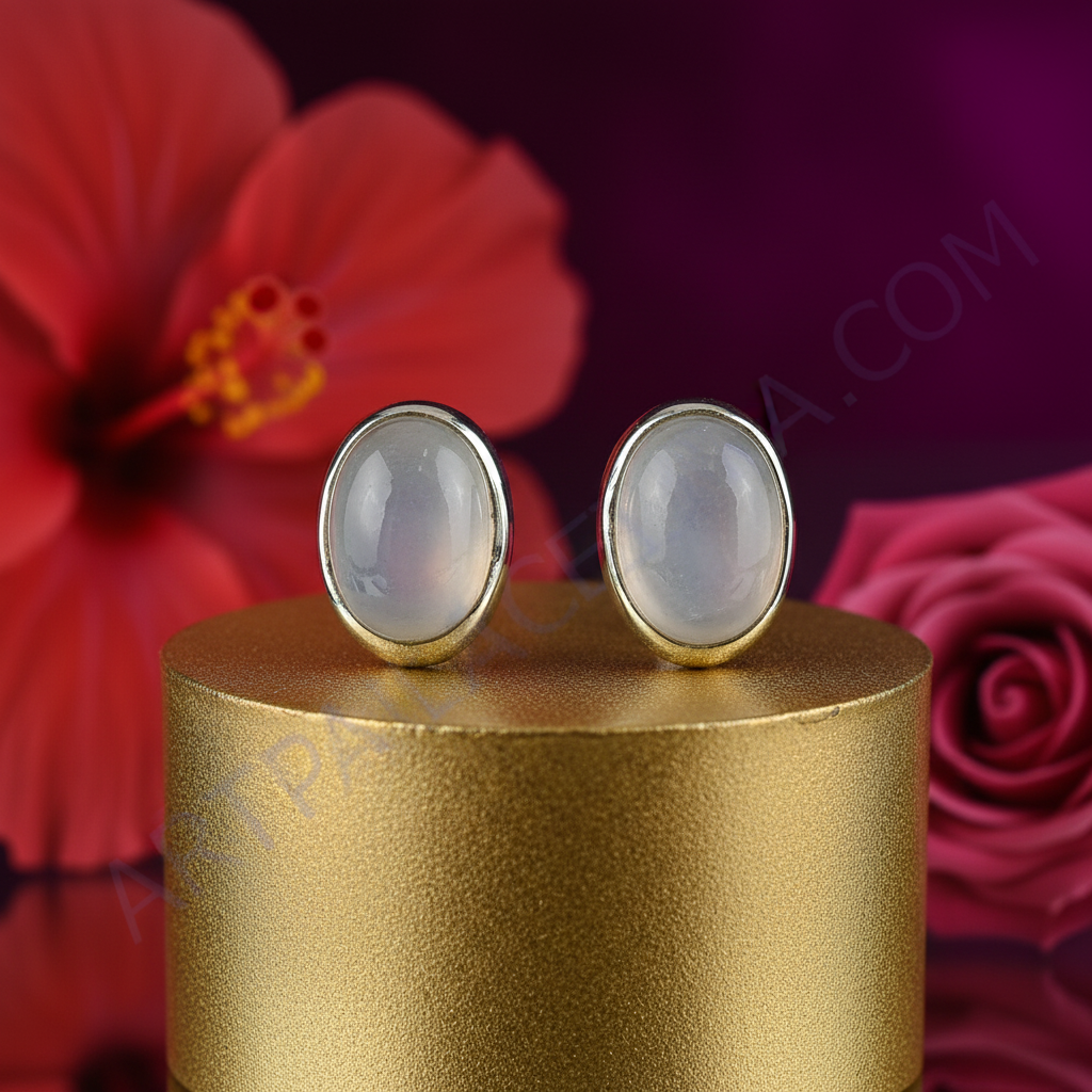 Silver Stone Stud Earrings for Women | Daily Wear Jewelry