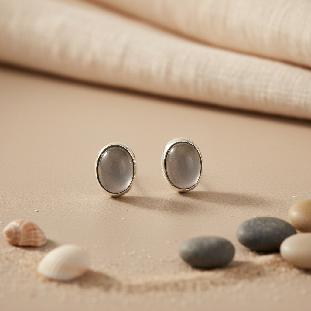 Silver Stone Stud Earrings for Women | Daily Wear Jewelry